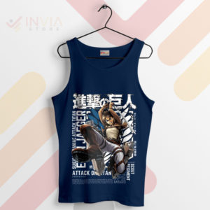 Rally Behind Humanity Eren Yeager Navy Tank Top