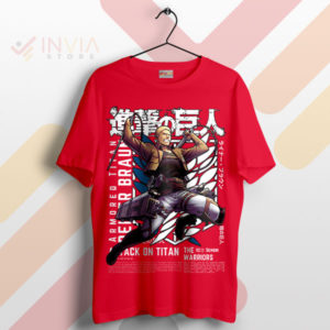 Reiner Braun Armored Titan AOT Graphic Red T-Shirt