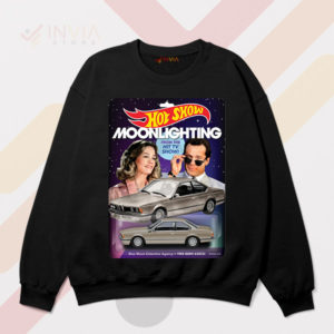 Retro Moonlighting Blue Moon Car Black Sweatshirt