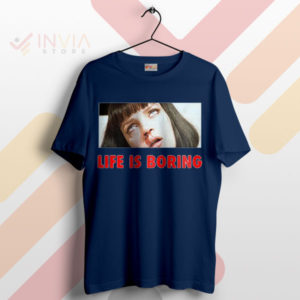 Rock Mia Wallace Life is Boring Navy T-Shirt