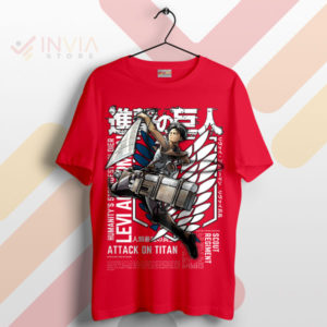 Rogue Titan Slayer Levi Ackerman AOT Red T-Shirt