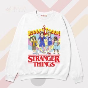 Scoop Squad Unite Stranger Things White Sweatshirt