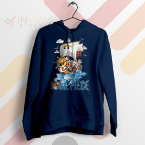 Set Course for Adventure Sunny Ship Navy Hoodie