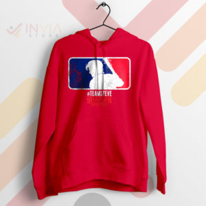 Step into the '80s with the Team Steve Red Hoodie