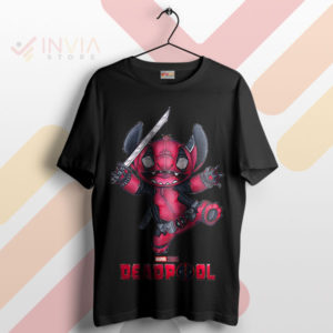 Stitched Sarcasm Stitchpool Deadpool Black T-Shirt