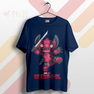 Stitched Sarcasm Stitchpool Deadpool Navy T-Shirt
