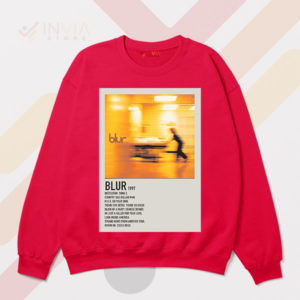 Vintage Blur 1997 Album Cover Graphic Red Sweatshirt