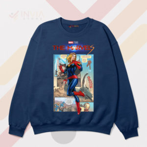Captain Marvel The Marvels Comic Art Navy Sweatshirt
