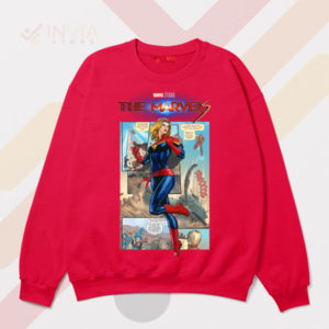 Captain Marvel The Marvels Comic Art Red Sweatshirt