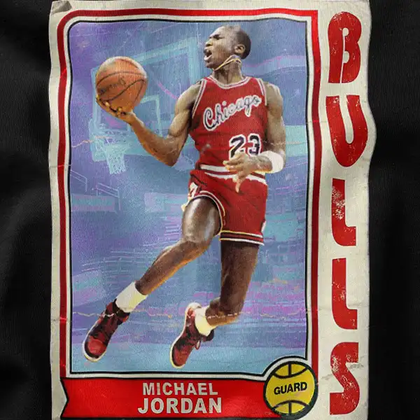 Vintage Basketball Card Jordan Bulls Team Graphic Apparel
