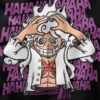 Luffy in Gear 5 Joker Face Smile Graphic Apparel