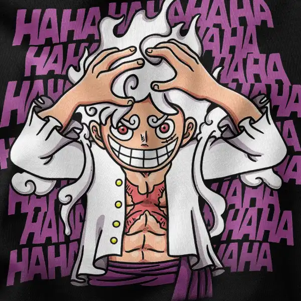 Luffy in Gear 5 Joker Face Smile Graphic Apparel