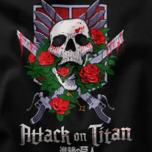 Art Attack on Titan Skull Rose Graphic Apparel