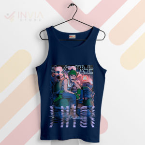 Retro Luigi Green Mushroom Brother Navy Tank Top