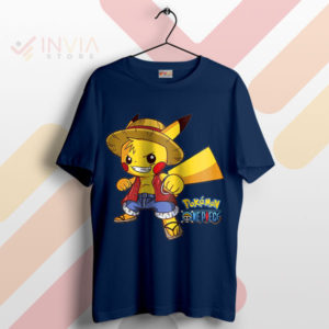 Shockingly Cute Pikachu Luffy Gear 5 Navy T-Shirt