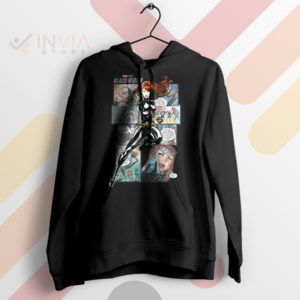 Sleek and Deadly Black Widow Comic Art Black Hoodie