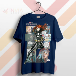 Spying in Style Black Widow Marvel Comic Navy T-Shirt