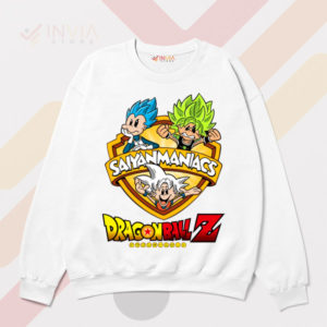 Zany Saiyans Power Animaniacs DBZ White Sweatshirt