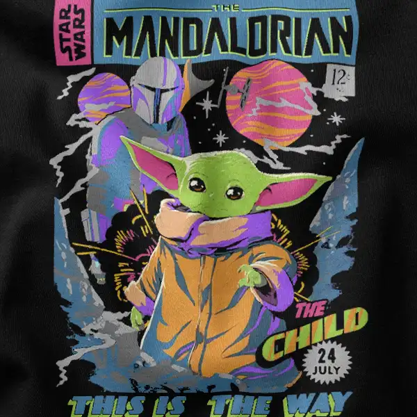 Retro Comic Vibes Grogu And Mando Graphic Apparel