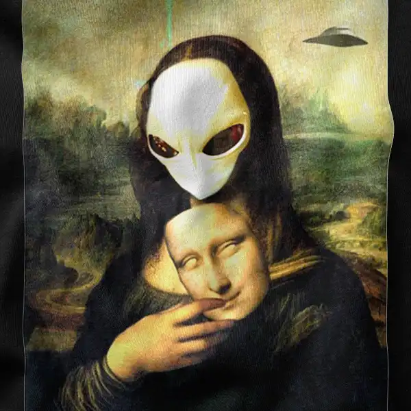 Mona Lisa Smile Meme Alien Graphic Apparel