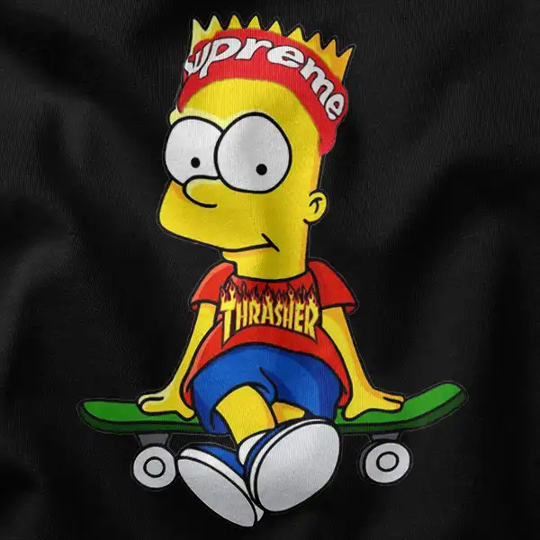 Realistic Supreme Bart Simpson Skate Graphic Apparel