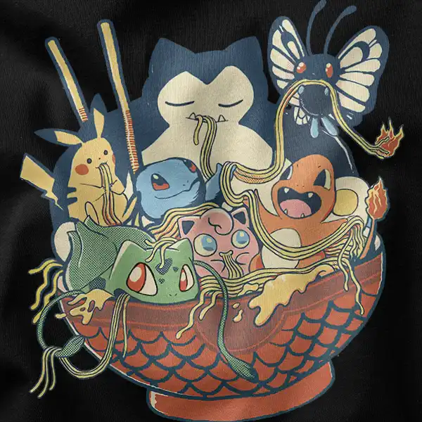 Snorlax and Friends Parody Eating Ramen Graphic Merch