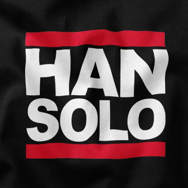 Han Solo Blaster Run DMC Logo Red White Graphic Apparel