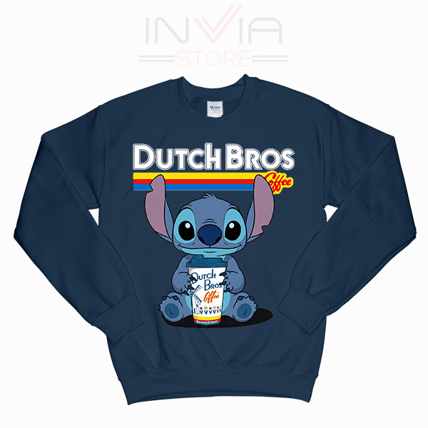 Stitch Dutch Bros Coffee Sweatshirt - Navy - INVIA STORE
