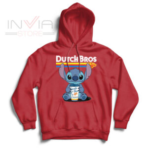Funny Stitch Dutch Bros Coffee Hoodie Red